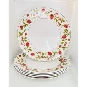 Vintage Mikasa Rose‎ Buds Floral 10" Dinner Plates Lot - Set Of 6